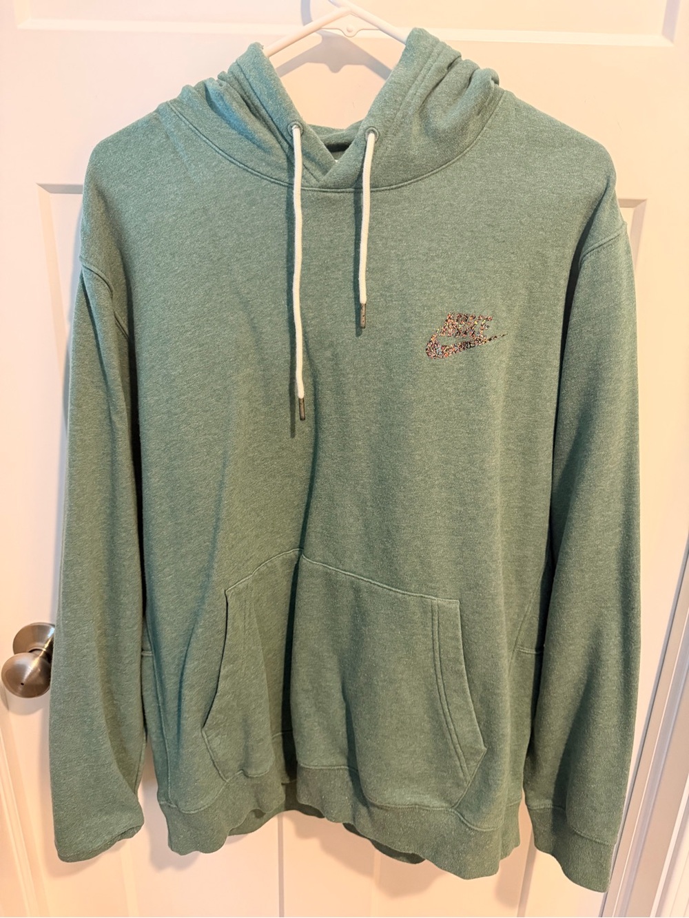 Nike Men's Sage Green Pullover Hoodie with Small Embroidered Swoosh
